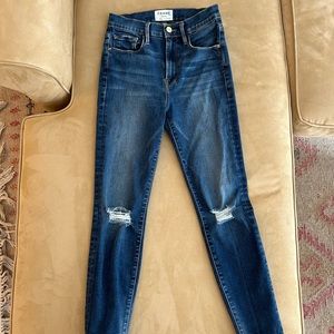 Frame distressed skinny jeans